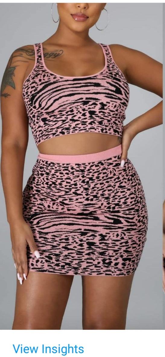 Zebra Skirt Set Pink